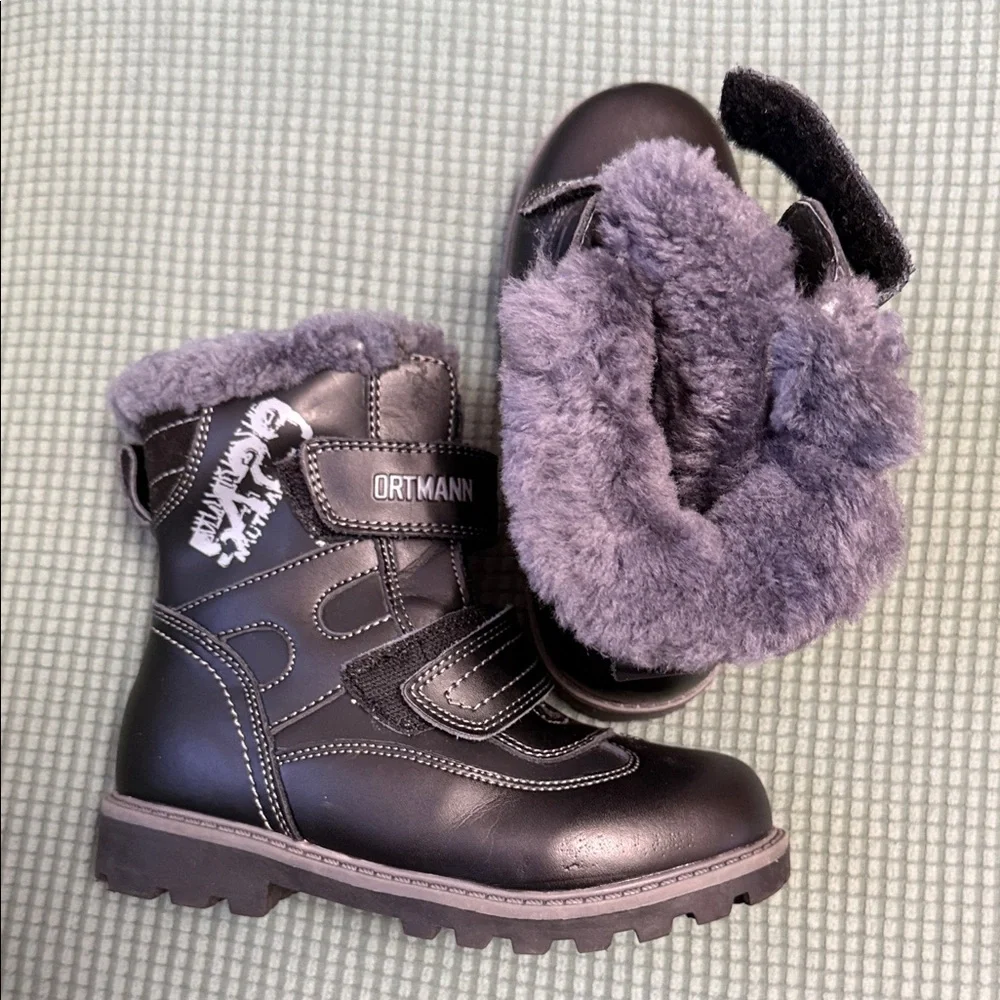 Kids Black and Gray Winter Boots